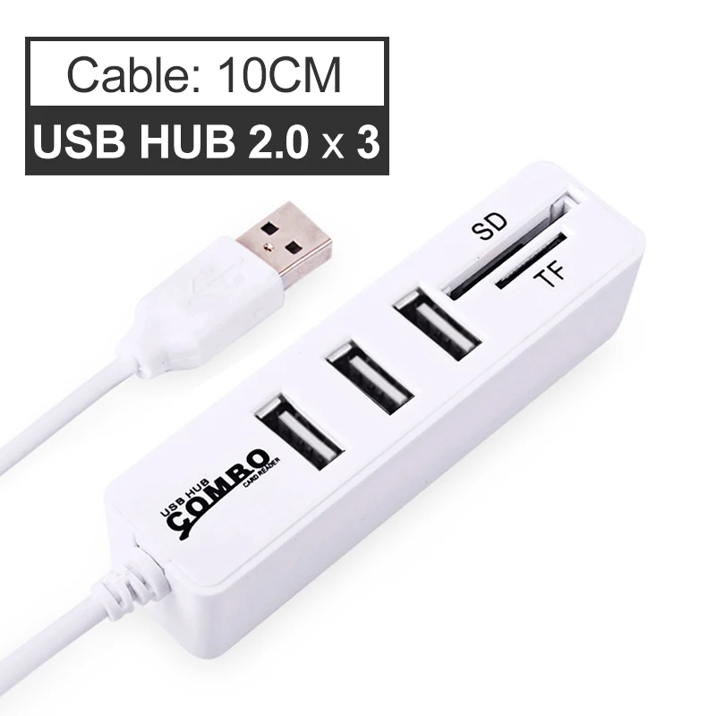 Мини usb-хаб 3,0 Мульти USB 3,0 концентратор USB разветвитель 3 порта концентратор с устройство для чтения карт SD TF 6 портов 2,0 Hab адаптер для ПК Аксессуары - Цвет: White 3 Ports