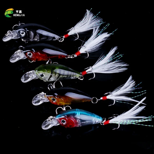 

200PCS 4.5cm 4g Fishing Lures Crank Baits Mini Crankbait 3D Eyes Artificial Lure Bait with Feather Lifelike Fake Lure HENGJIA