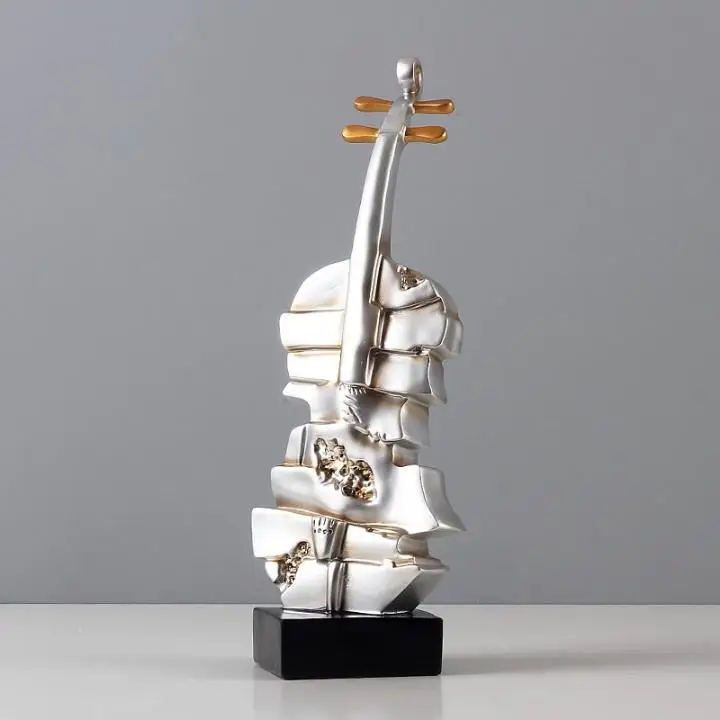 Modern Resin Musical Instrument Violin Ornament Figurine Home Decor Gifts Crafts Bar Artwork Display figurine Pop | Дом и сад