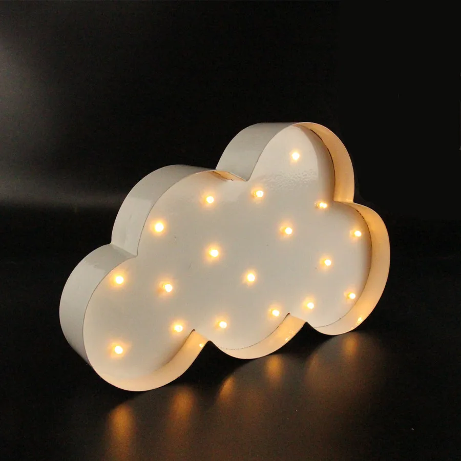 Белый металл облако светильник ning Ray светодиодный маркеры знак на Винтаж ночной