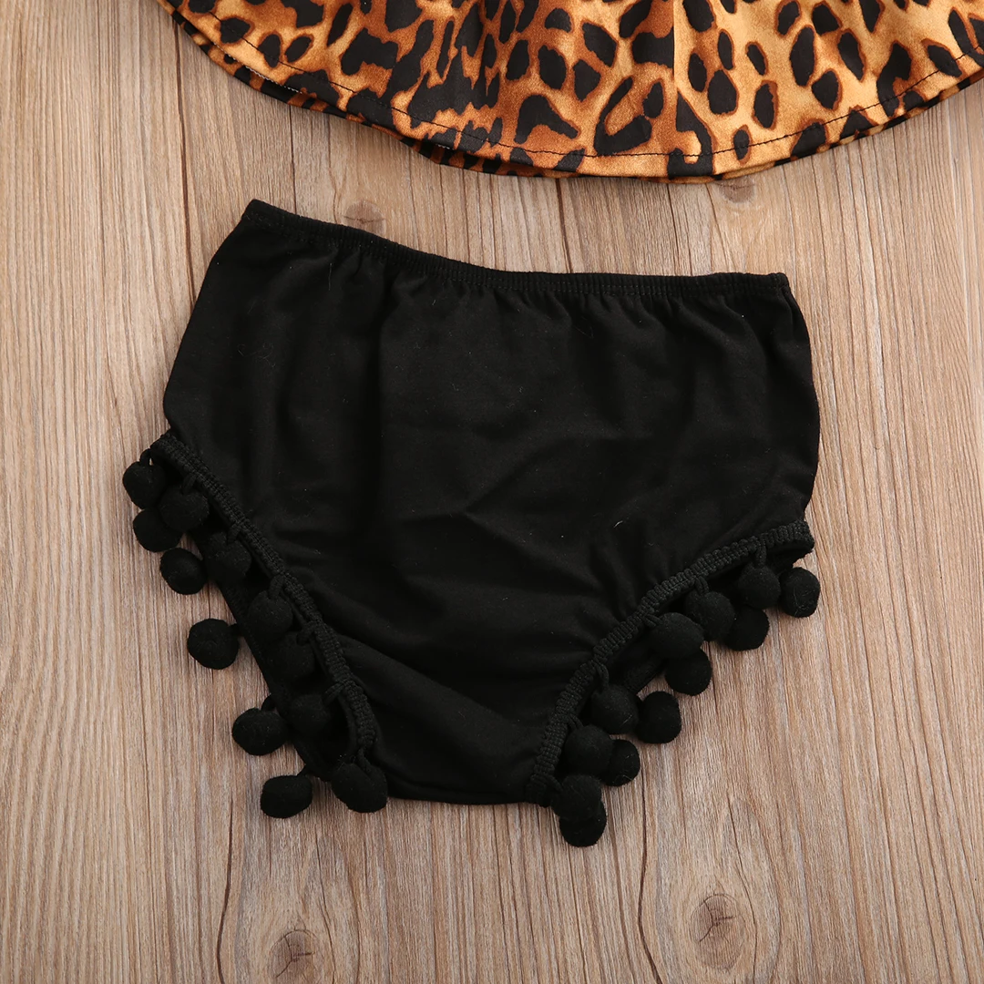 Летняя одежда для маленьких девочек из 2 предметов леопардовая рубашка + короткие