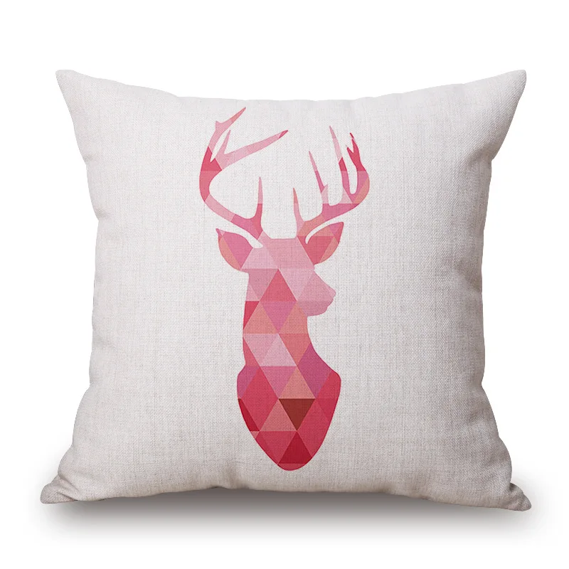 Новая льняная наволочка для подушки с геометрическим рисунком слона оленя