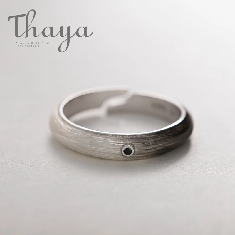 male Thaya черно-белые градиентные кольца, Заказные гравированные текстовые подписи, s925 Серебряное кольцо для женщин, унисекс, ювелирное изделие для любви - Цвет камня: male