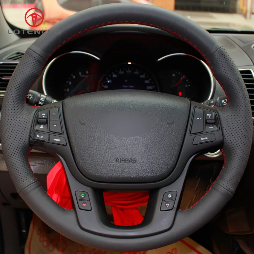 LQTENLEO черная искусственная кожа DIY крышка рулевого колеса автомобиля для Kia Sorento 2008- DVD панель 2010- K7 2011