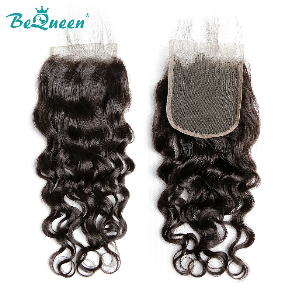 Bequeen бразильские волосы плетение 4 пучка с закрытием волна воды человеческие