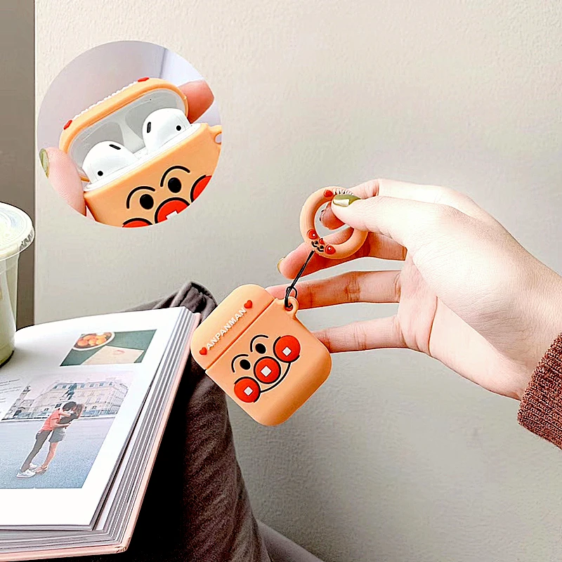 Мультяшный розовый Силиконовый чехол для наушников Anpanman frog с Bluetooth airpods защитный