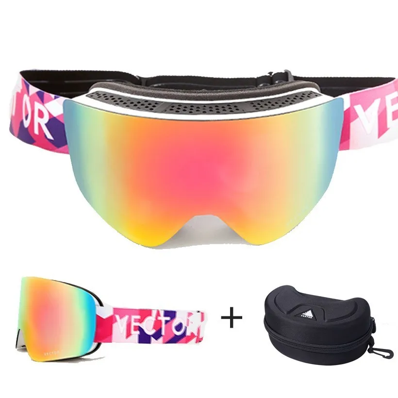 OTG лыжные очки, снежные очки, мужские, Skibrille, противотуманные покрытия, скейтборд, сноуборд, катание на лыжах, женские солнцезащитные очки, для улицы, Зимний спорт - Цвет: Pink White