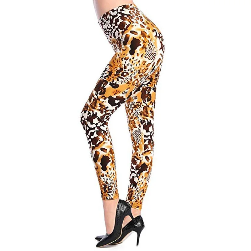 Yellow Leopard CHSDCSI Fashion Jeggings For Women Printing Leggings Push Up Pants Flower Printed High Waist Legging Sexy Gym Fitness Leggin - Цвет: Yellow Leopard
