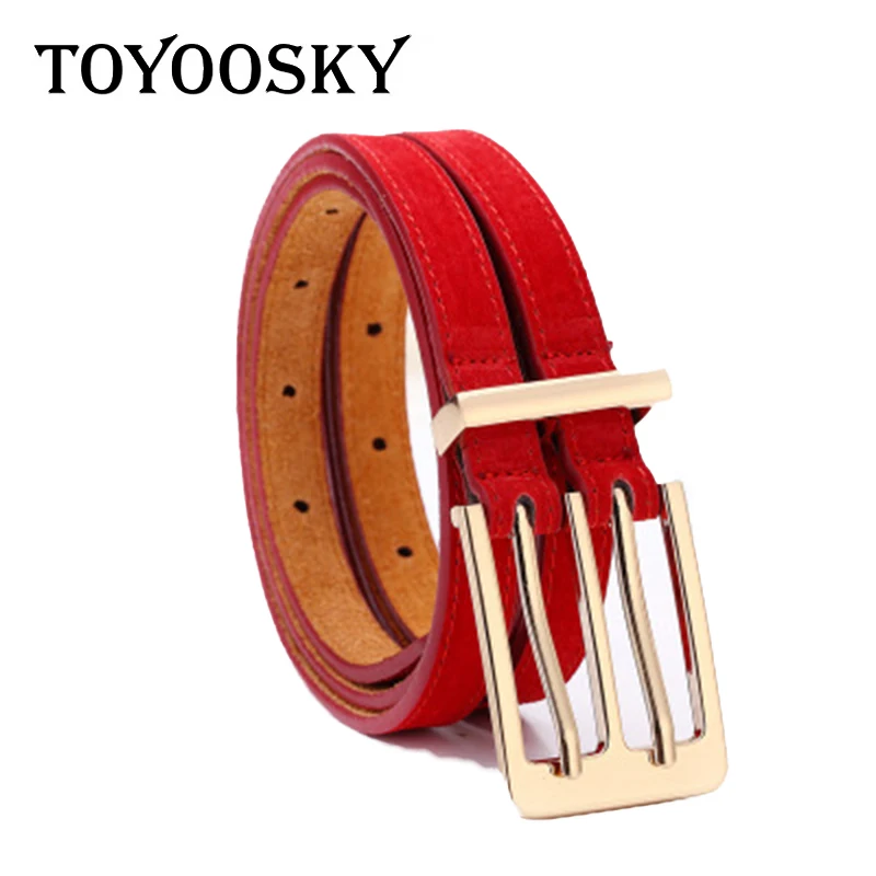 Женский ремень из свиной шкуры TOYOOSKY модный натуральной кожи с двойной пряжкой в