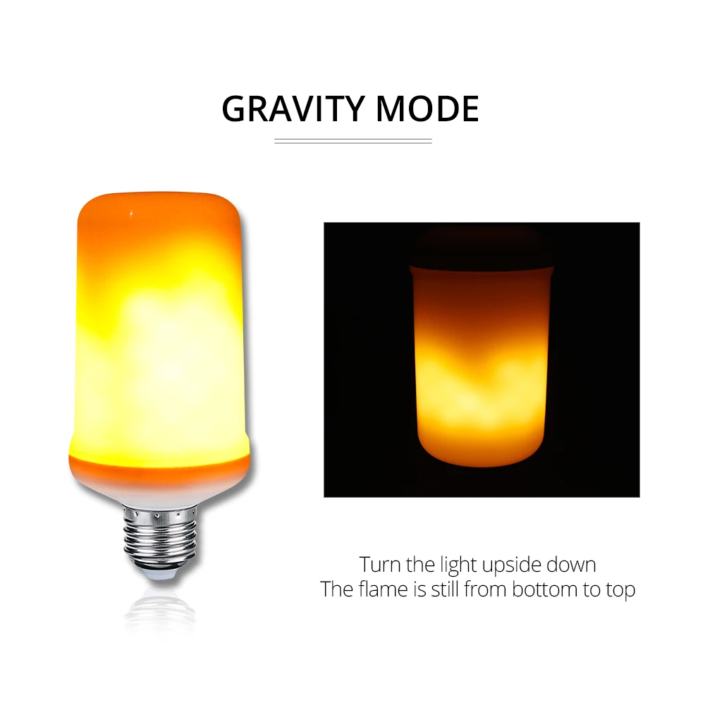 E27 светодиодные лампы украшения пламени гравитационный датчик эффект