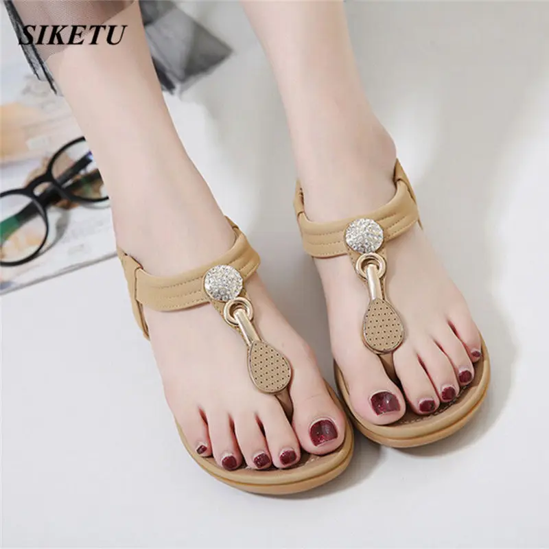 Summer Women Bohemian national style Fashion Flat Large Size Casual Sandals Beach Shoes Gladiator Rome shoes woman @W | Обувь