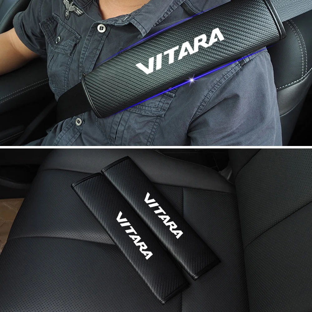 

For Suzuki Vitara Car Seat Belt Shoulder Strap Protect Pads Cover No Slip No Rubbing Soft Comfort 2Pcs Red Blue White