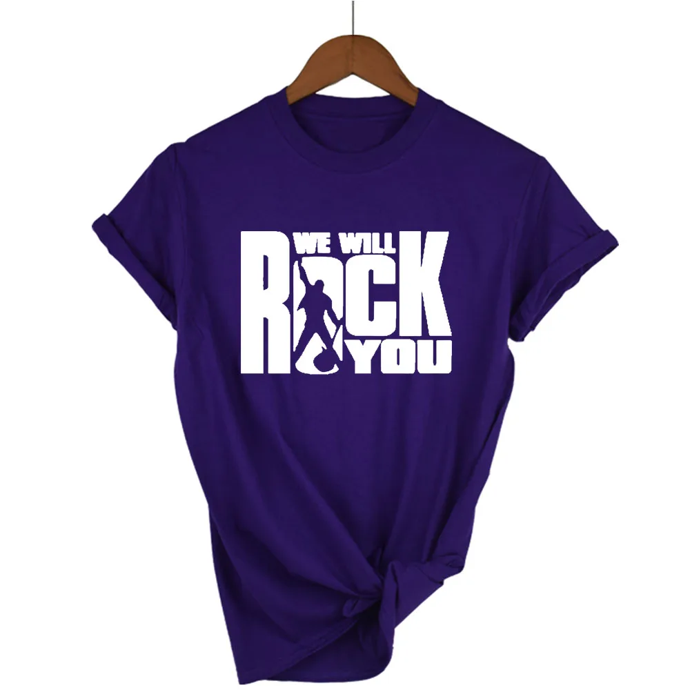 We Will Rock You Женская Футболка Летний стиль королева рок группа футболка короткий