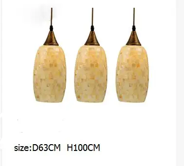 lightglass Pendant Lights Fashion natural shell dining room lamps bar lamp study 3 heads light ZA | Лампы и освещение