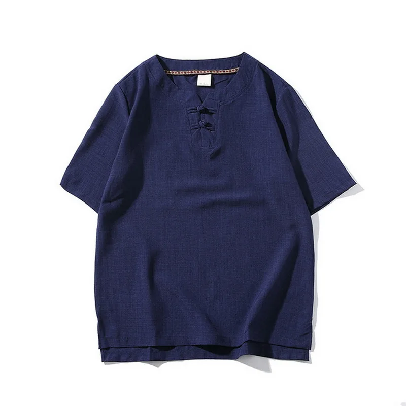 2019 Мода китайский стиль мужской летние рубашки рубашка с коротким рукавом ретро