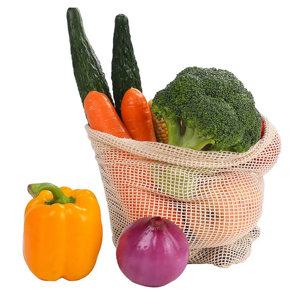 7 шт./компл. многоразовые хлопковые платья с сеточкой с производить мешки для фруктов и овощей, торговый организовать сумка моющийся износоустойчивый Бакалея сумка для переноски чехол с креплением на ремень