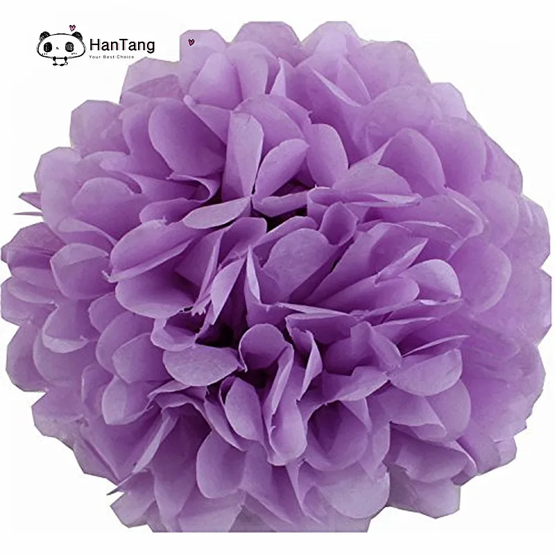 5pcs/Pack 15cm,20cm, White/Light Purple Tissue Paper Pom Poms For Baby Girl Princess Birthday Party Wedding Party Decoration 5z - Цвет: light purple
