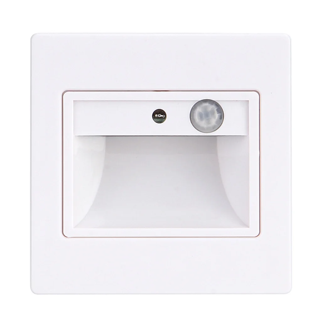 White С датчиком движения Ночной светильник, автоматическое включение и выключение, датчик движения PIR, аварийный встраиваемый настенный светильник, светильник для коридора, лестницы, кухни, ванной комнаты, светильник - Цвет абажура: White