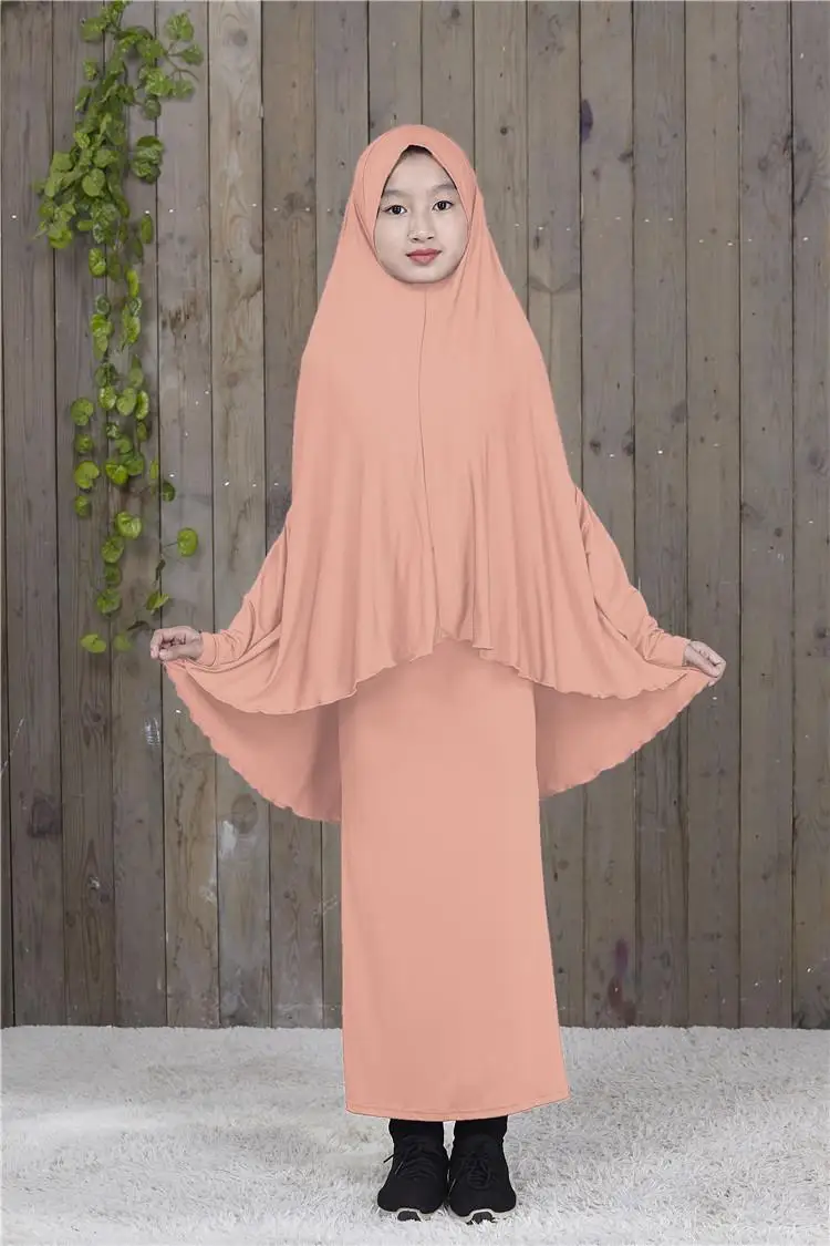 Длинное платье хиджаб Abaya для мусульманских детей и девочек комплект одежды