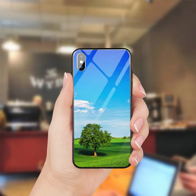 Сердце дерева поле Жесткий ПК ТПУ закаленное Стекло для iPhone 5 5s se 7 8 Plus мобильного