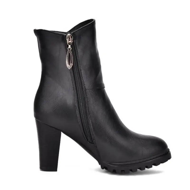 ZALAVOR/пикантные женские сапоги на высоком каблуке теплая меховая обувь молнии