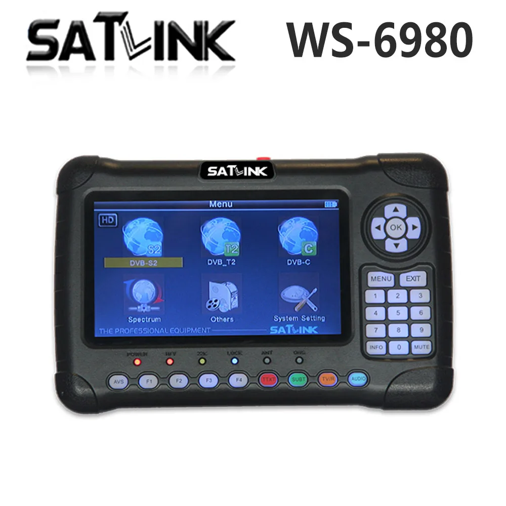 Satlink WS-6980 DVB-S2/C/T2 COMBO Spectrum Analyzer Optical Power Digital Satellite TV Finder 12V Output