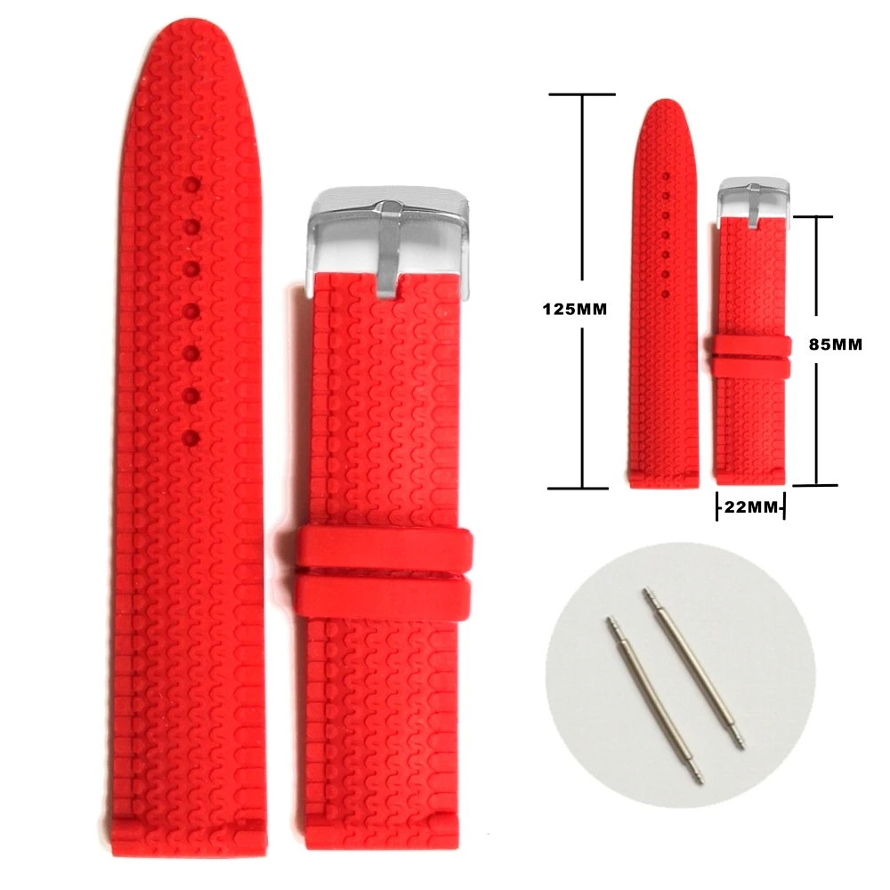 22 мм натуральный красный цвет силиконовый желе резиновый ремешок для часов
