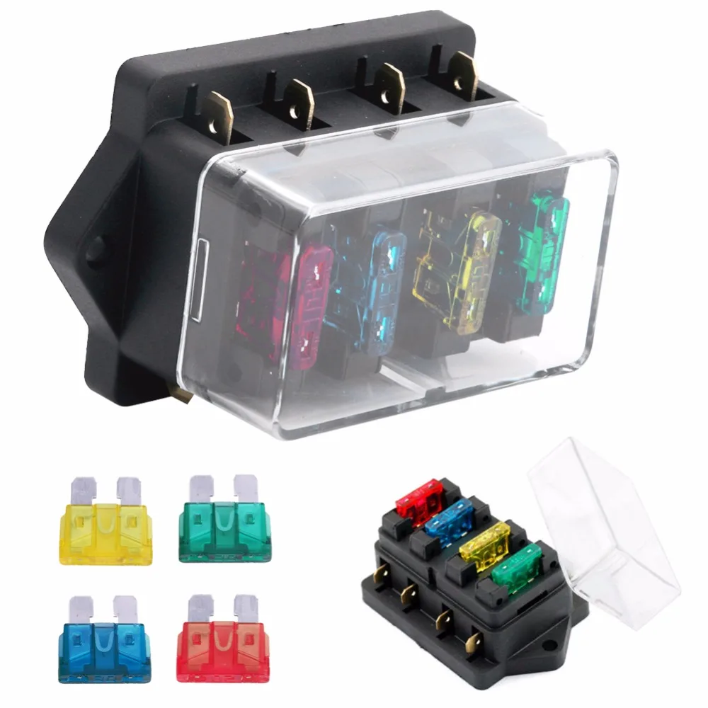 12V/24V 4 Way автомобильный Грузовик Авто лезвие предохранитель коробка держатель
