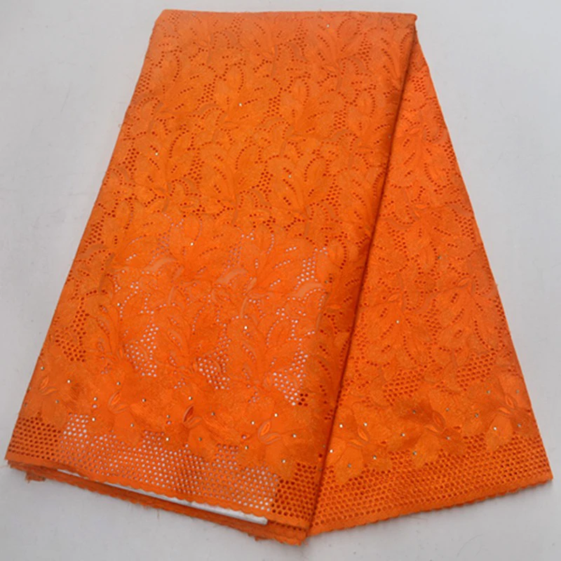 Нигерийская Свадебная кружевная ткань оранжевая Африканская Хлопковая сухие