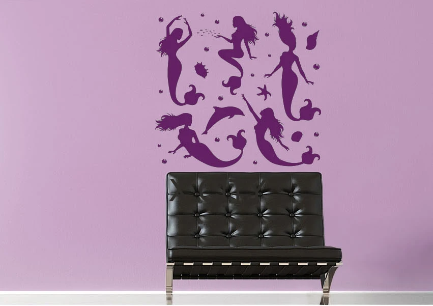 Наклейка на стену с изображением морских ракушек русалки Морской Декор
