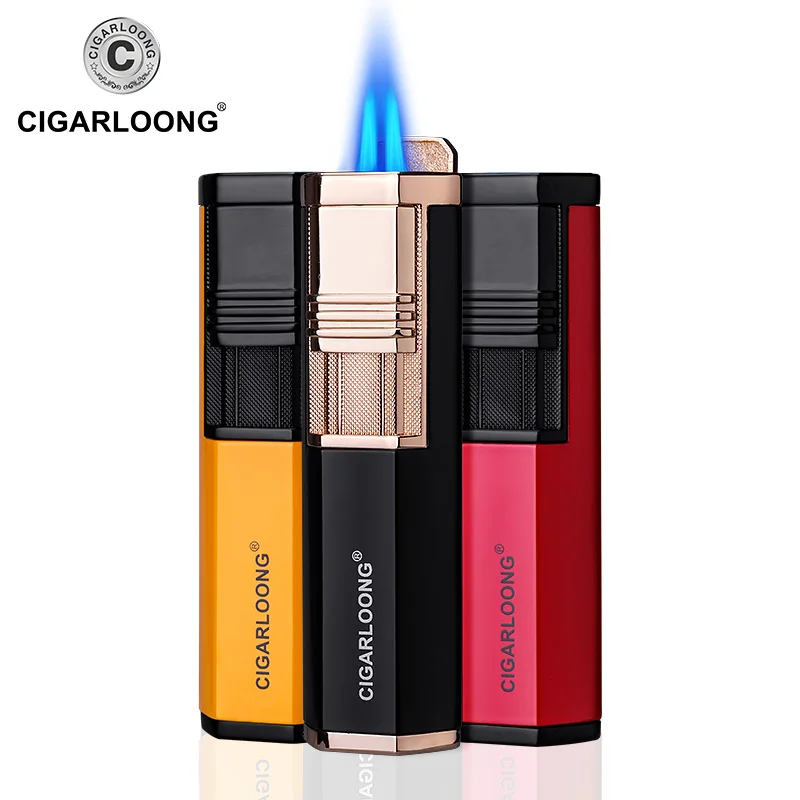 

Cigar Lighter double tube portable windproof straight into the inflatable lighter igniter with cigar drill CL-0116