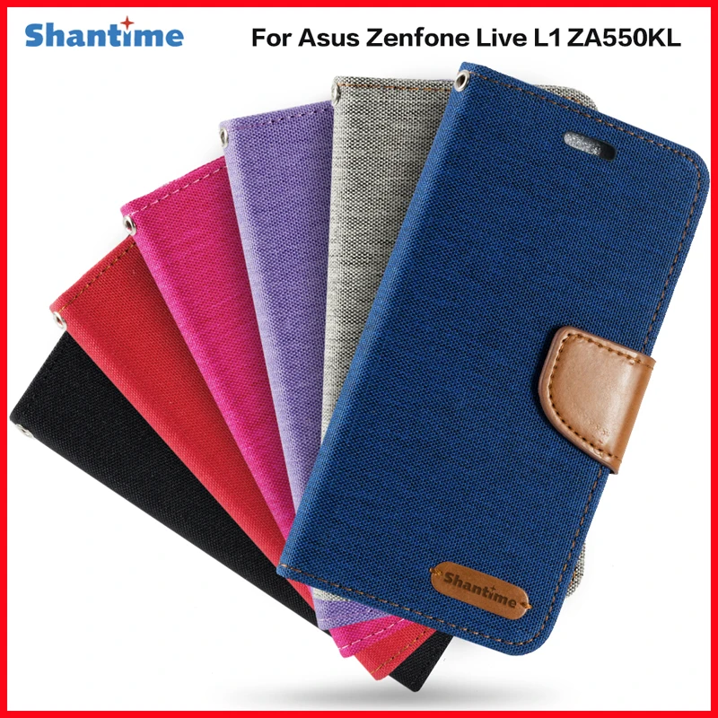 Кожаный чехол кошелек для Asus Zenfone Live L1 ZA550KL флип кейс из мягкого ТПУ силикона