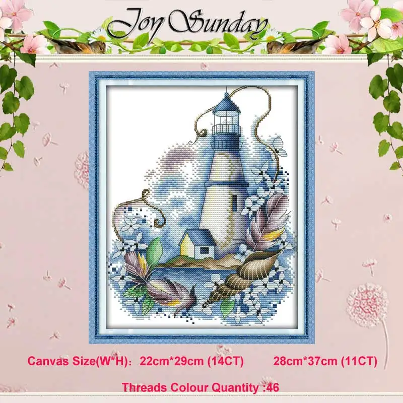 Poppy rose Blue Маяк пейзаж Счетный 11CT 14CT Набор для вышивания крестиком DIY DMC Набор для вышивания крестиком вышивка рукоделие домашний декор