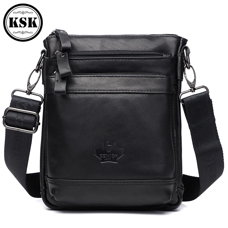 Men Genuine Leather Messenger Bag Handbag Shoulder 2019 Fashion shoulder bags Flap Zipper Crossbody Leather Bag KSK