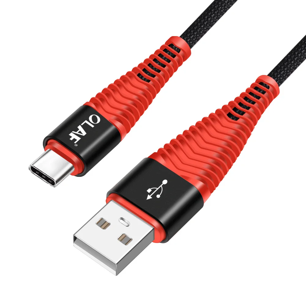 Олаф 1 м кабель для мобильного телефона type C Быстрая зарядка type-C кабель для huawei mate 20 Pro samsung S9 Xiaomi USB зарядное устройство микро-кабели - Цвет: Black