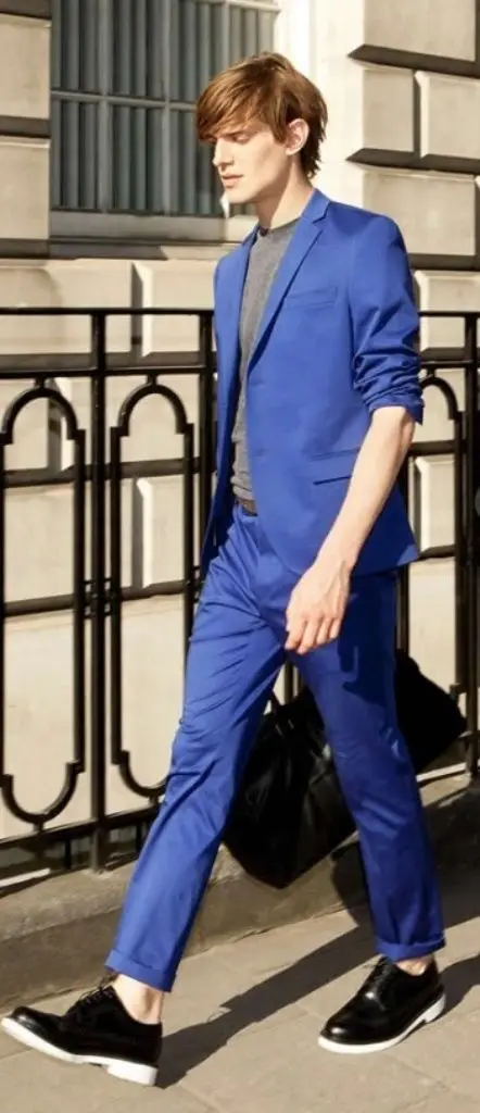 Смокинги с двумя кнопками яркие и синие мужские костюмы на свадьбу 3 шт. (пальто +