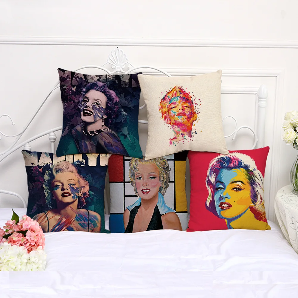 Мэрилин Монро льняная хлопковая Смешанная наволочка для подушки дома офиса