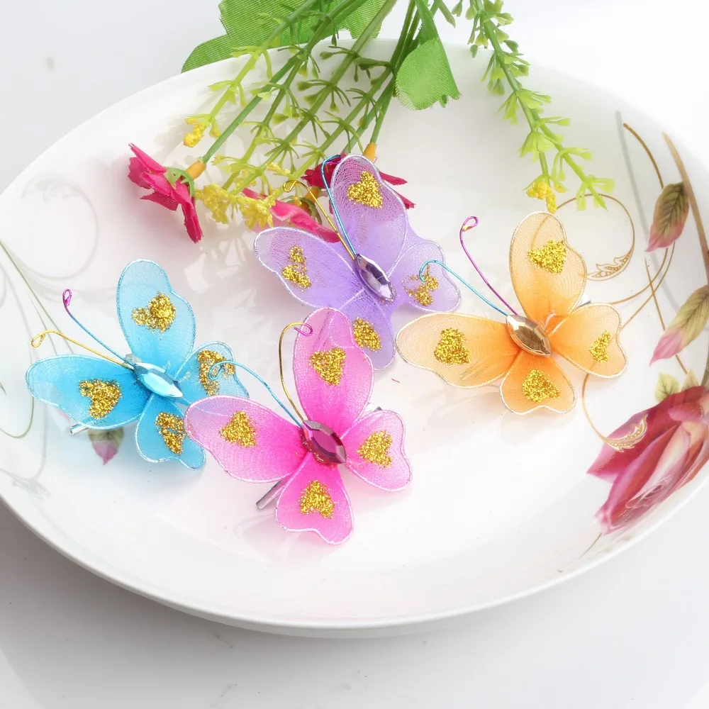 Новое поступление 1 лот = 5 шт шифон Бабочка Детские шпильки случайный цветов