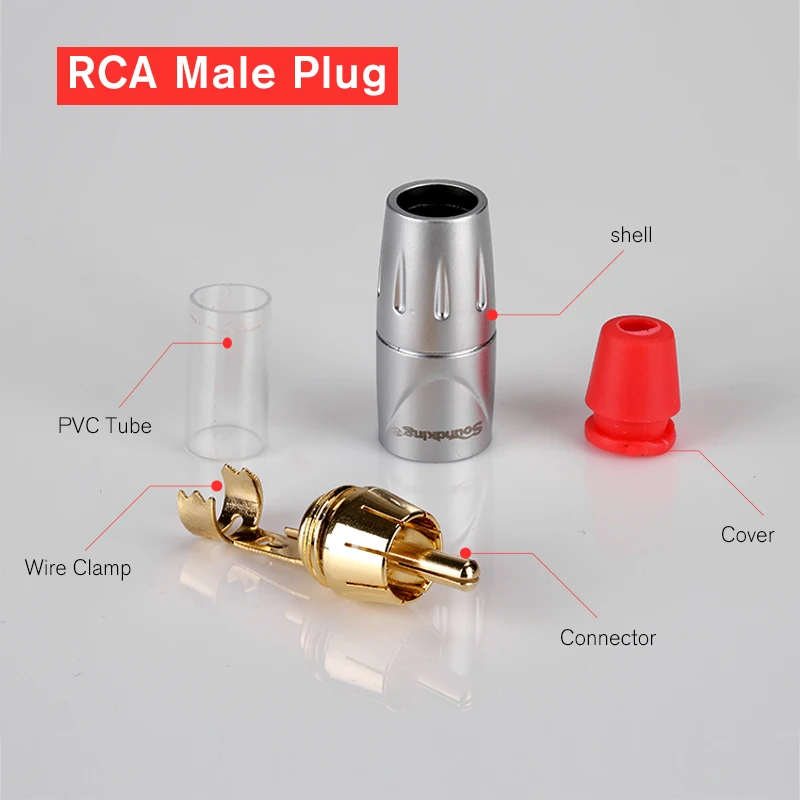 Soundking Высокое качество RCA штекер цинковый сплав корпус позолоченный аудио видео