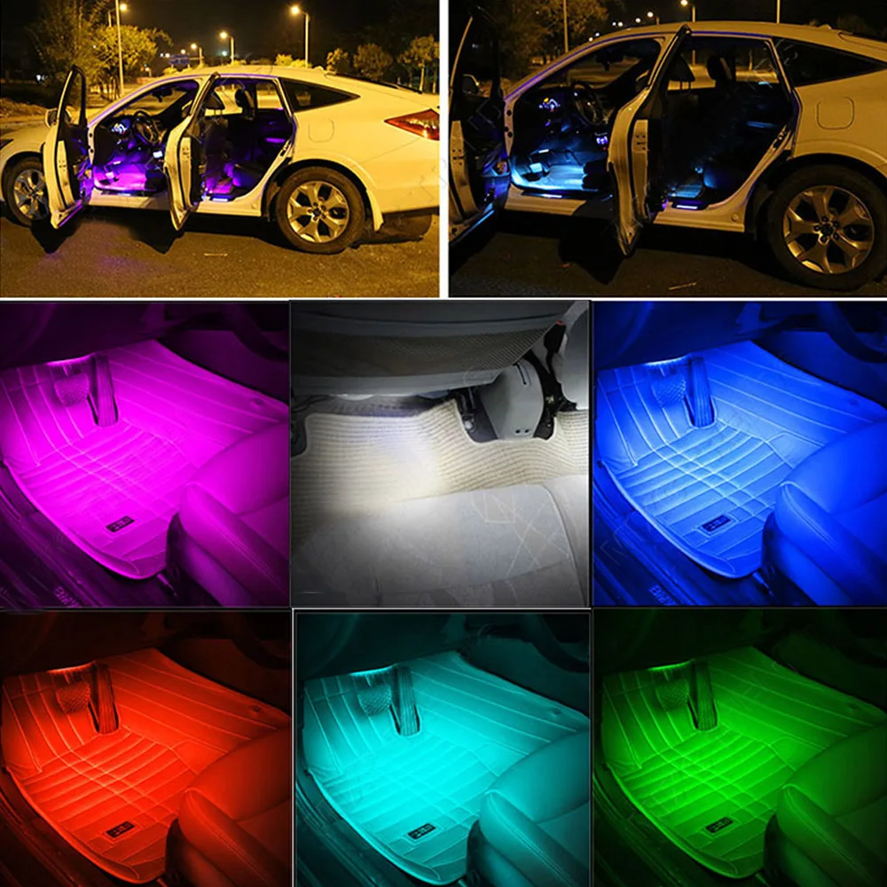 Светодиодный светильник лента RGB для салона автомобиля декоративное освещение