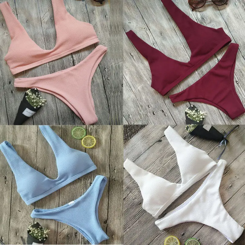 

Women Bikini Set Swimwear Bandage Push-Up Padded Swimsuit Bathing Beachwear
