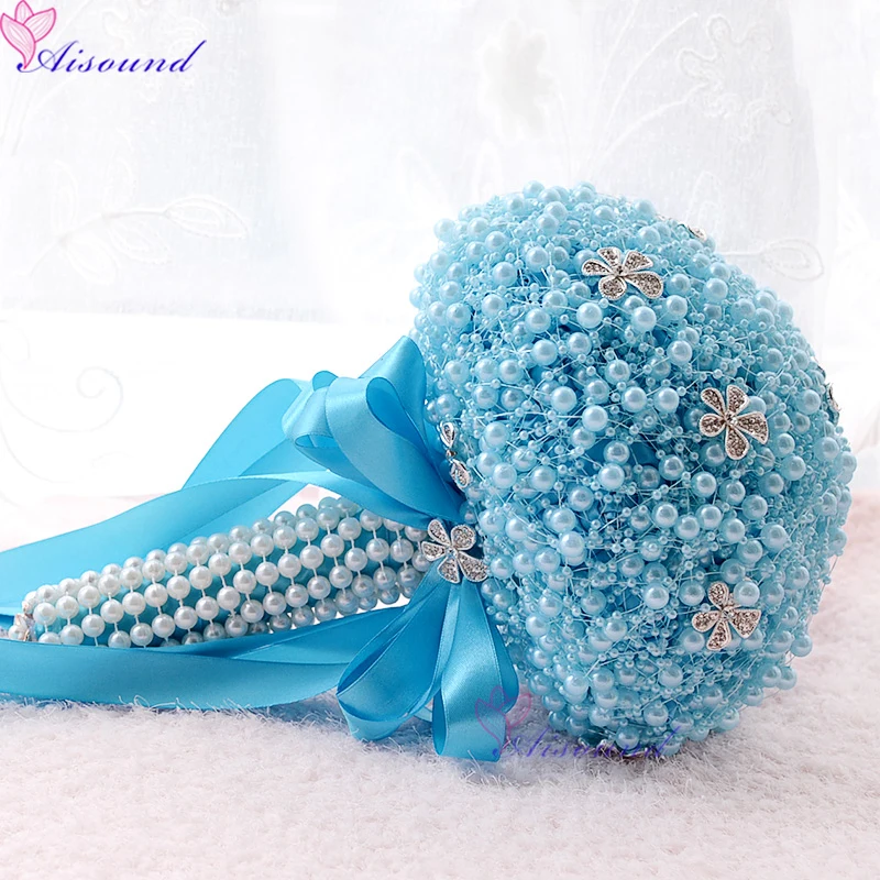 

8" Wedding Brooch Bouquet Tiffany Blue Pearl Bridal Bouquet For Wedding Decoration buque de noiva Bridal Wedding Bouquets AD479L