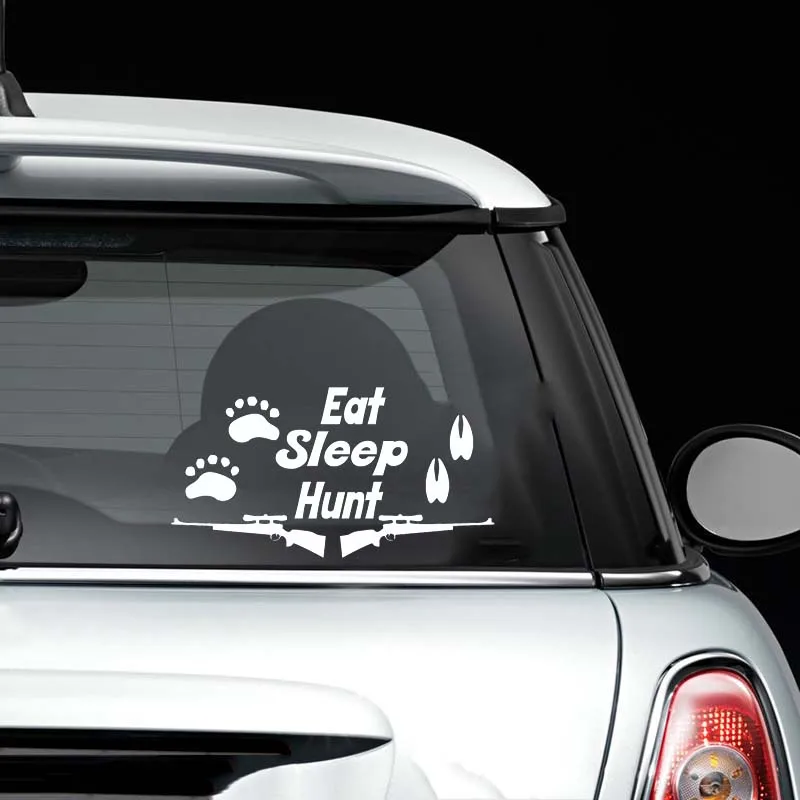 Eat Sleep Охота Пистолеты медведя оленя Die Cut виниловые наклейки для окон Стикеры