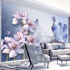 Пользовательские 3D стерео рельефные синие цветы павлина, обои, гостиная, ТВ, диван, тема отеля, обои