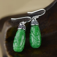 kjjeaxcmy fine jewels925 sterling silver earrings antique thai silver inlay dry green jade health citroen female models shipping