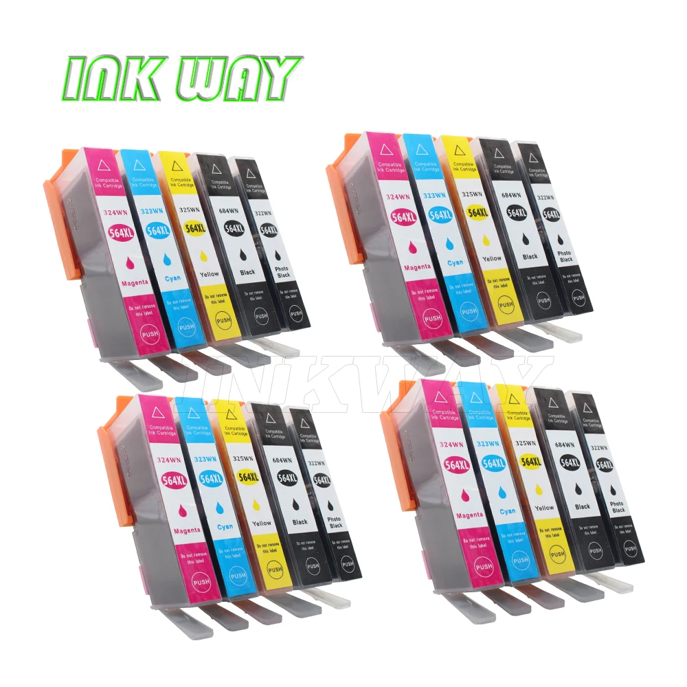 Чернила WAY 5 цветов 4 комплекта сменных чернил для принтера hp 564xl или HP Photosmart Premium e