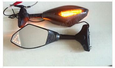 Углерода Мотоцикла LED Поворотник Зеркала Для Honda CBR400 CBR600 CBR1000 F1 F2 F3 F4 F5 F4i РК-52 SP1 SP2