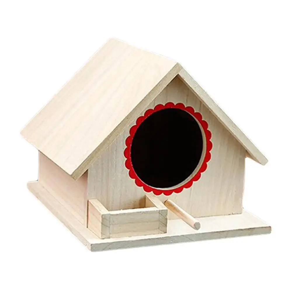 3 Designs Wooden Garden Birdhouse Wood Bird Cage Breeding Box for Outdoor Indoor Hanging Decoration - Цвет: B