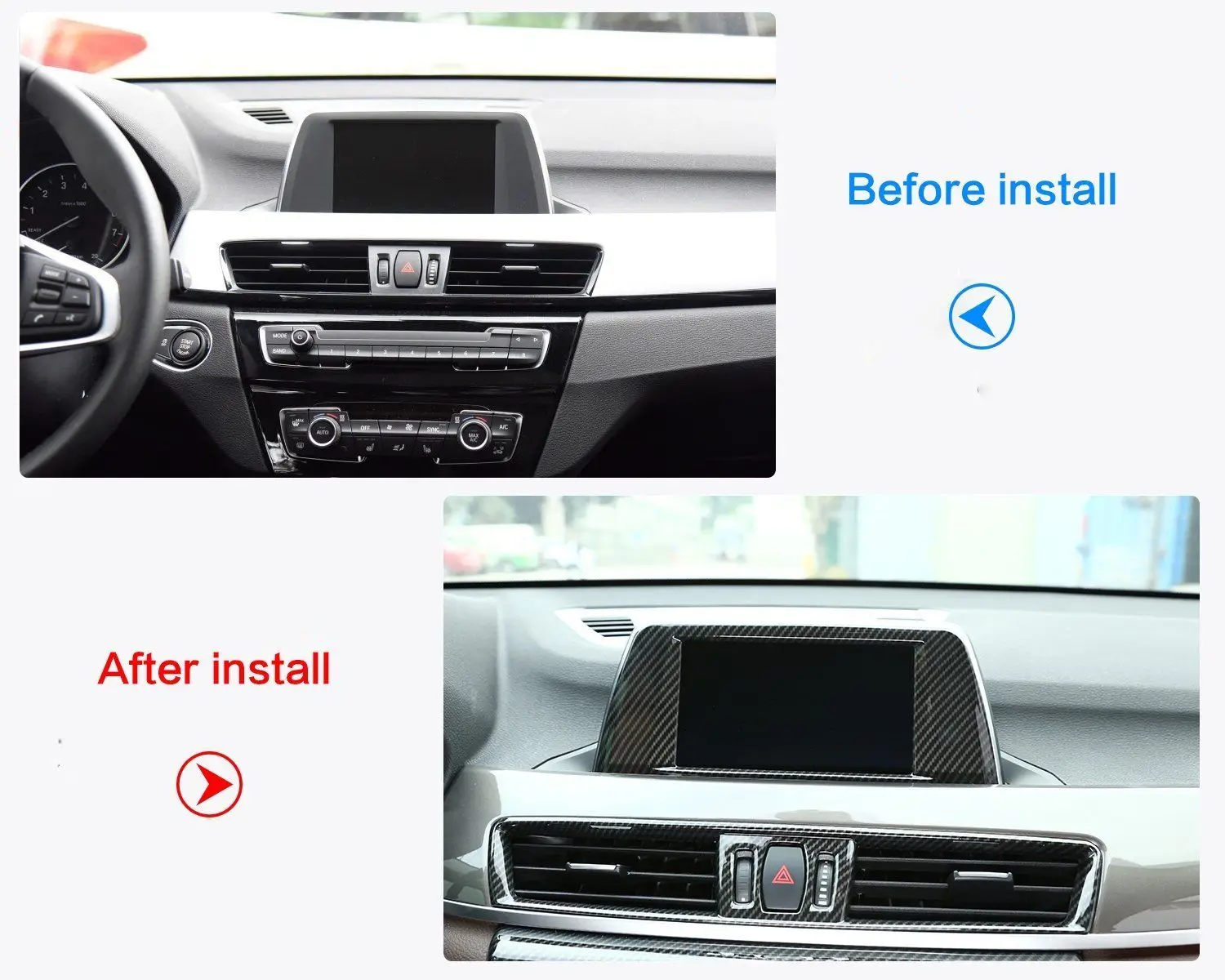 

1 Pcs Car Carbon Fiber Center Central Navigation Panel Frame For BMW X1 F48 2016-2018 Car Accessories