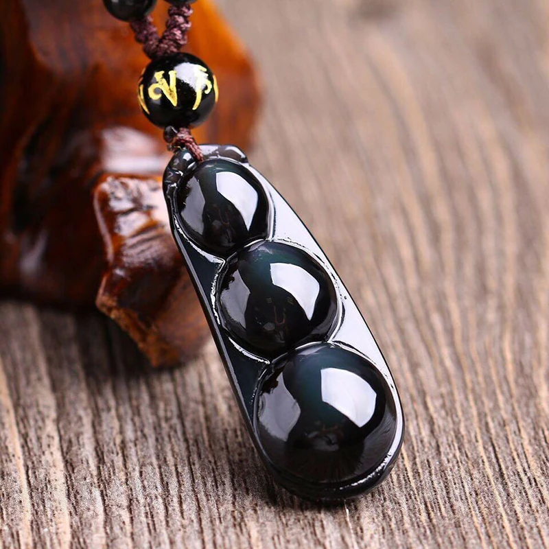Женские Подвески с натуральным камнем радужного глаза черные обсидиана
